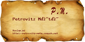Petrovitz Máté névjegykártya